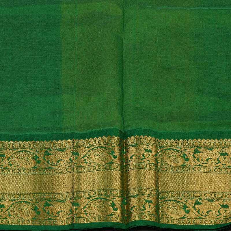 Hayagrivas Sampanga Yellow Pure Silk Cotton Saree with Dark Green border KBE1678K13-7