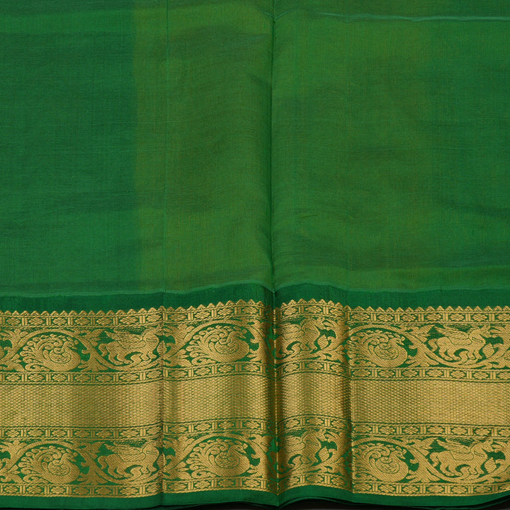 Hayagrivas Sampanga Yellow Pure Silk Cotton Saree with Dark Green border KBE1678K13-7