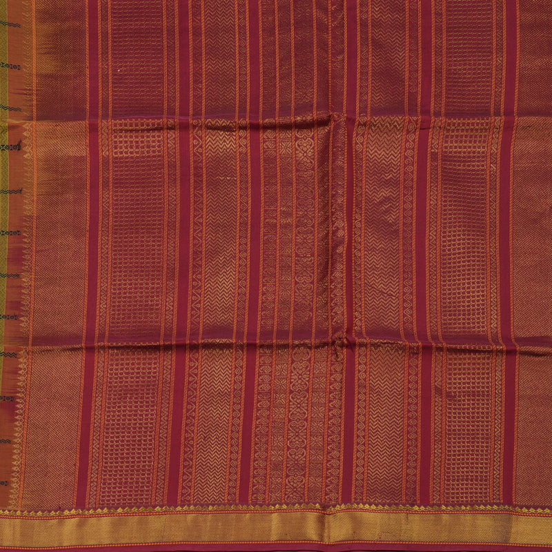 Hayagrivas Sampanga Green Pure Silk Cotton Saree with Brick Red Border KBE1678K2-18
