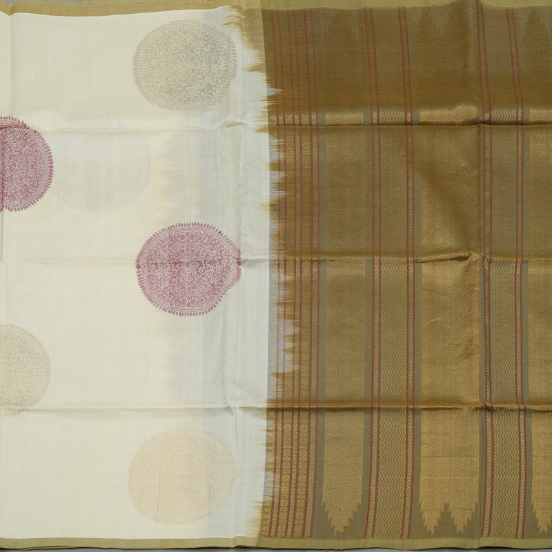 Hayagrivas Half White Pure Silk Cotton Saree KBE1678K2-2