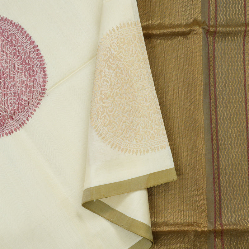Hayagrivas Half White Pure Silk Cotton Saree KBE1678K2-2