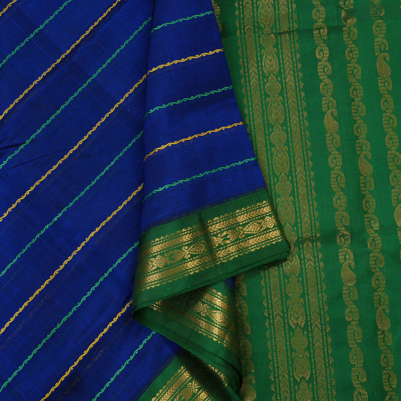 Hayagrivas Pure Silk Cotton Saree in Royal Blue with Dark Green border KBE1678K5-3