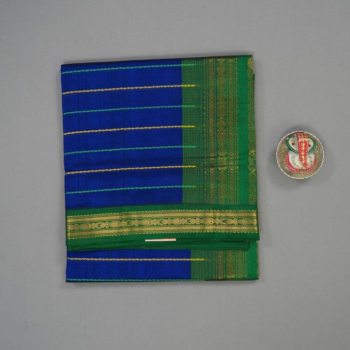 Hayagrivas Pure Silk Cotton Saree in Royal Blue with Dark Green border KBE1678K5-3