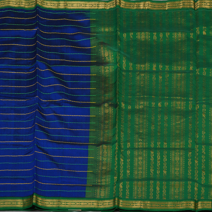Hayagrivas Pure Silk Cotton Saree in Royal Blue with Dark Green border KBE1678K5-3