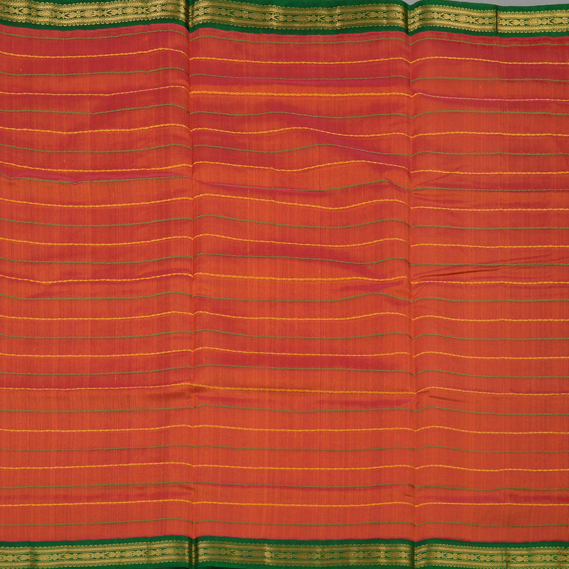 Hayagrivas Deep Orange Pure Silk Cotton Saree with Green border KBE1678K5-5