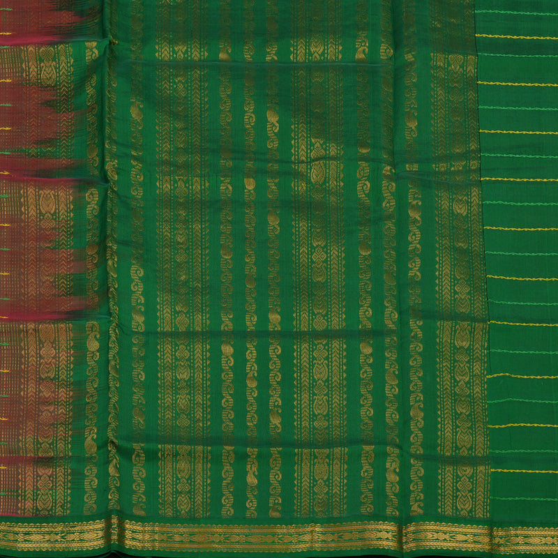 Hayagrivas Deep Orange Pure Silk Cotton Saree with Green border KBE1678K5-5