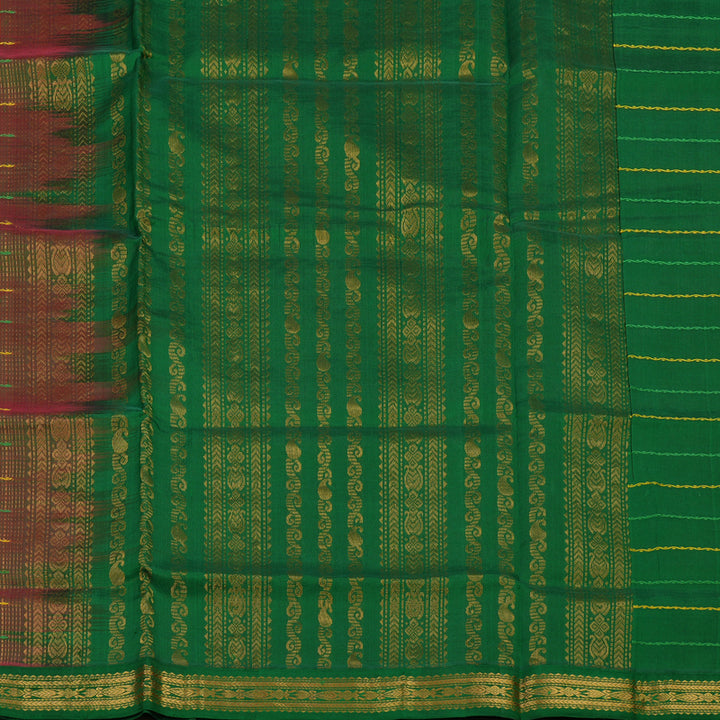 Hayagrivas Deep Orange Pure Silk Cotton Saree with Green border KBE1678K5-5