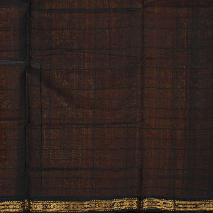 Hayagrivas Pure Silk Cotton Saree in Orange with Black border KBE1678K5-6