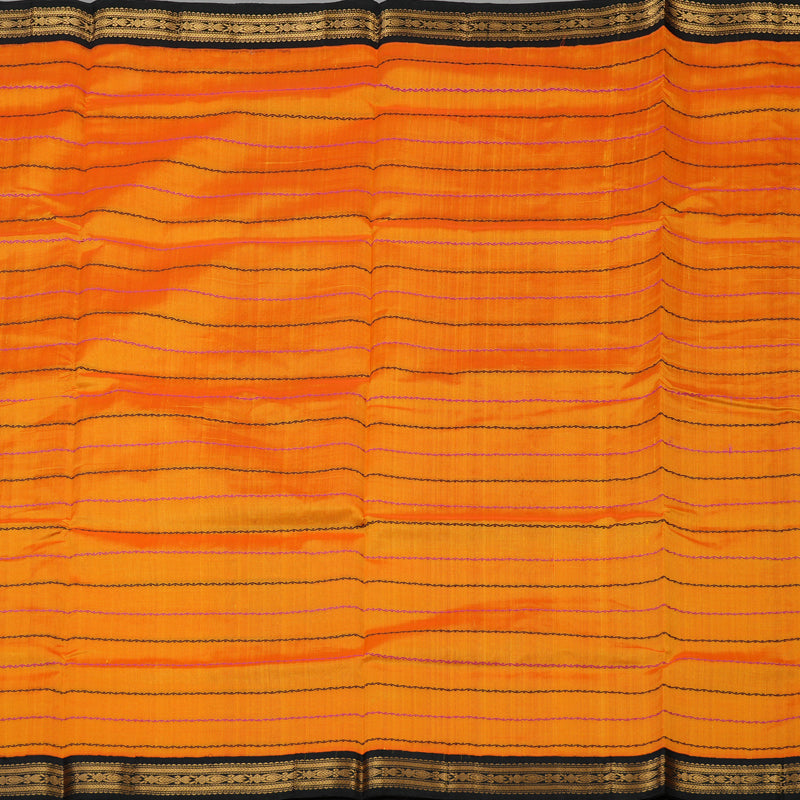 Hayagrivas Pure Silk Cotton Saree in Orange with Black border KBE1678K5-6