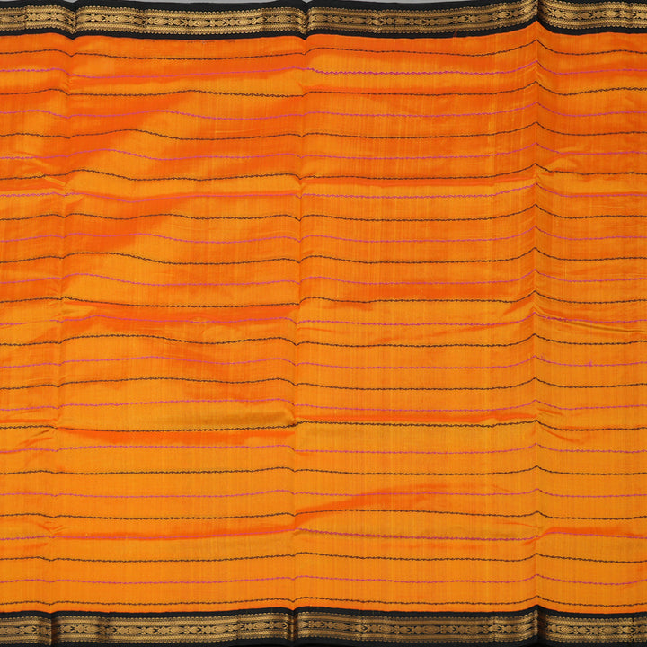 Hayagrivas Pure Silk Cotton Saree in Orange with Black border KBE1678K5-6