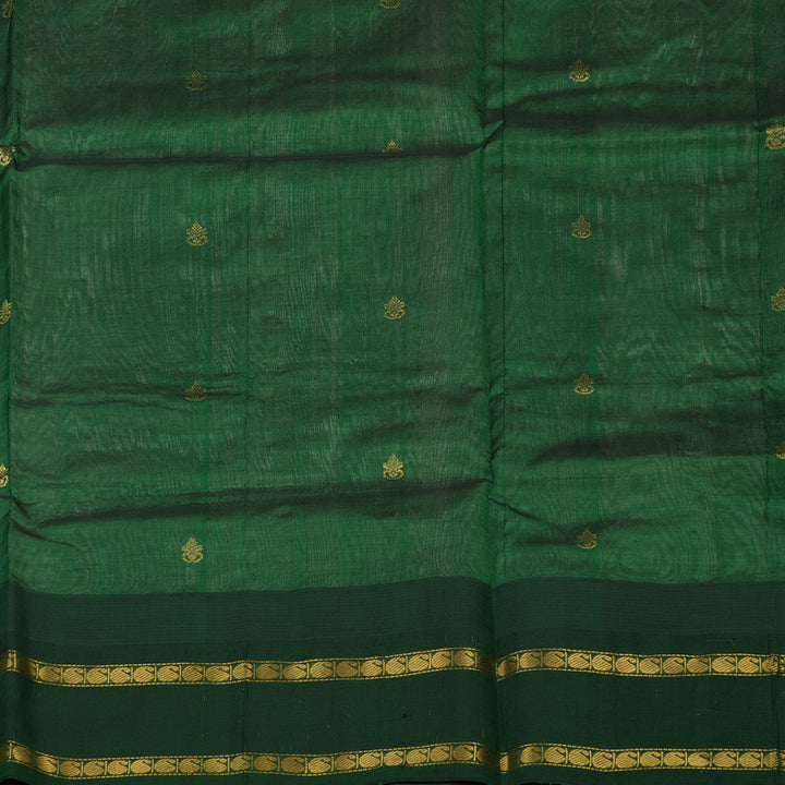 Hayagrivas Light Grey Pure Silk Cotton Saree with Bottle Green border KBE1678K6-4