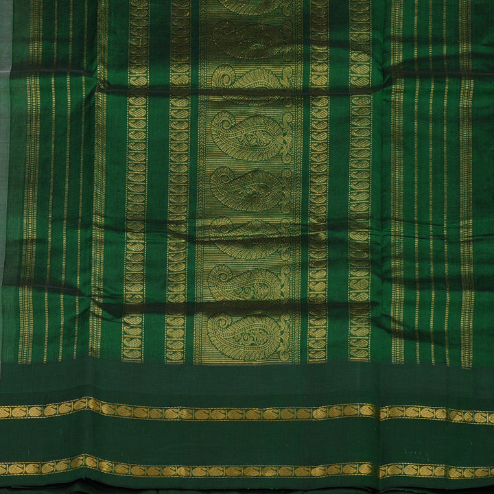 Hayagrivas Light Grey Pure Silk Cotton Saree with Bottle Green border KBE1678K6-4