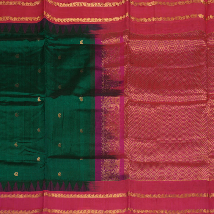 Hayagrivas Bottle Green Pure Silk Cotton Saree KBE1678K6-5