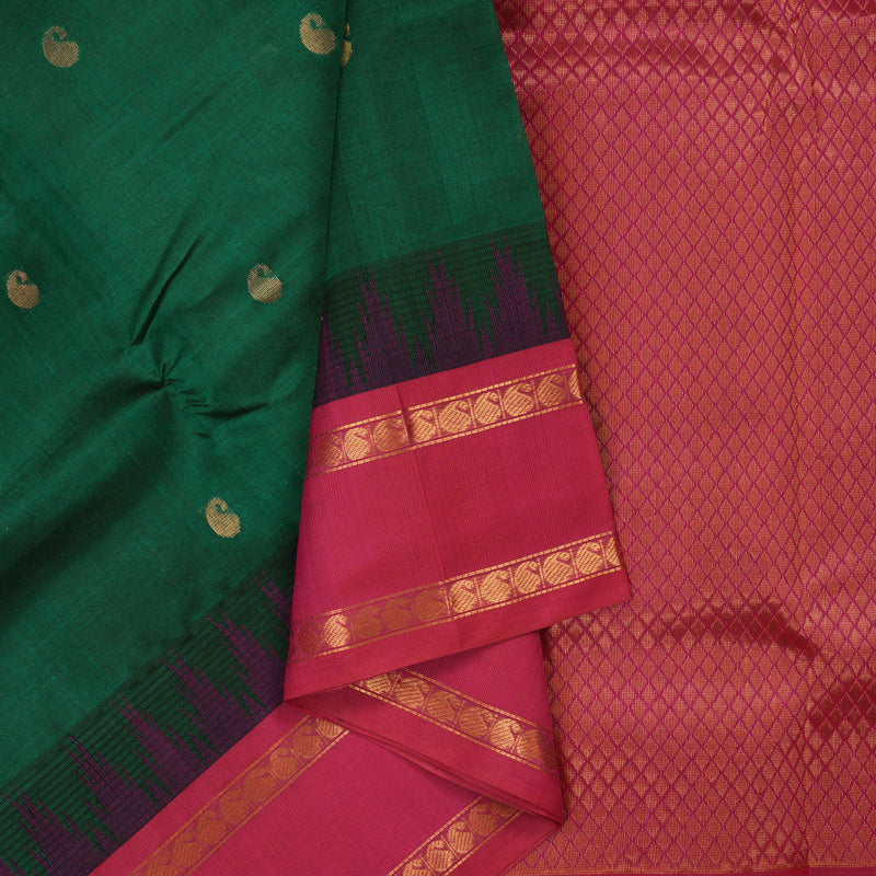 Hayagrivas Bottle Green Pure Silk Cotton Saree KBE1678K6-5