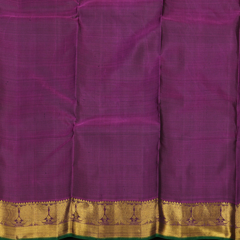 Hayagrivas Handloom Green Kanjivaram Silk Saree with Wine Purple border KBE1679K1-1