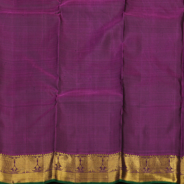 Hayagrivas Handloom Green Kanjivaram Silk Saree with Wine Purple border KBE1679K1-1