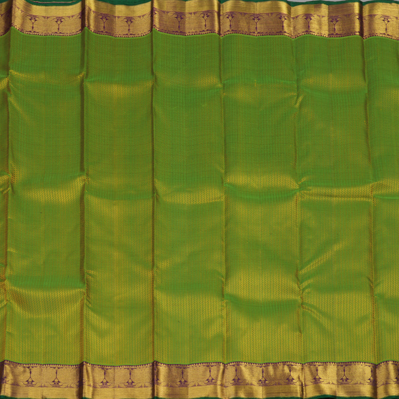 Hayagrivas Handloom Green Kanjivaram Silk Saree with Wine Purple border KBE1679K1-1