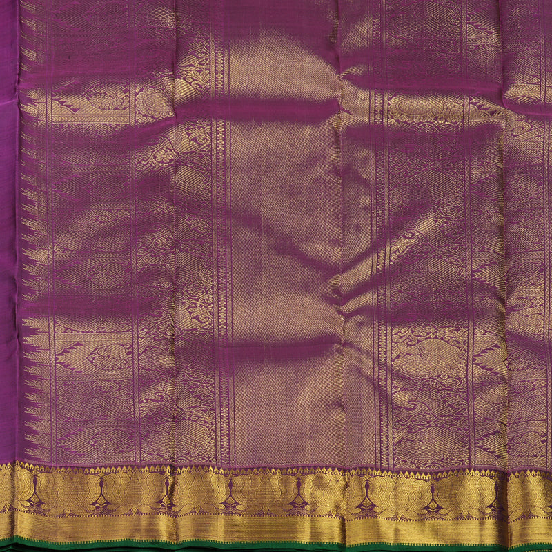 Hayagrivas Handloom Green Kanjivaram Silk Saree with Wine Purple border KBE1679K1-1
