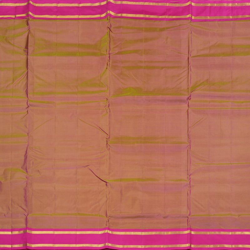 Hayagrivas Dual Tone (Yellow With Pink) Handloom Kanjivaram Ten Yards Silk Saree with Pink Border KBE167D1-1