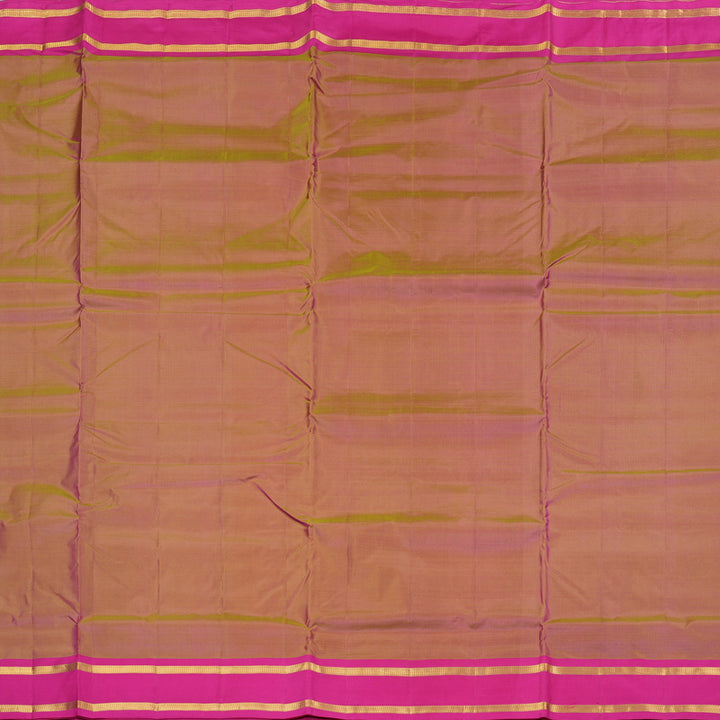 Hayagrivas Dual Tone (Yellow With Pink) Handloom Kanjivaram Ten Yards Silk Saree with Pink Border KBE167D1-1