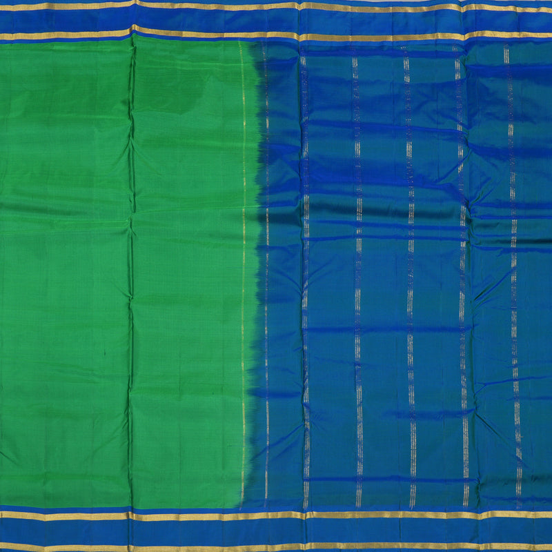 Hayagrivas Handloom Kanjivaram Ten Yards Silk Saree in Lavish Green KBE167D1-16