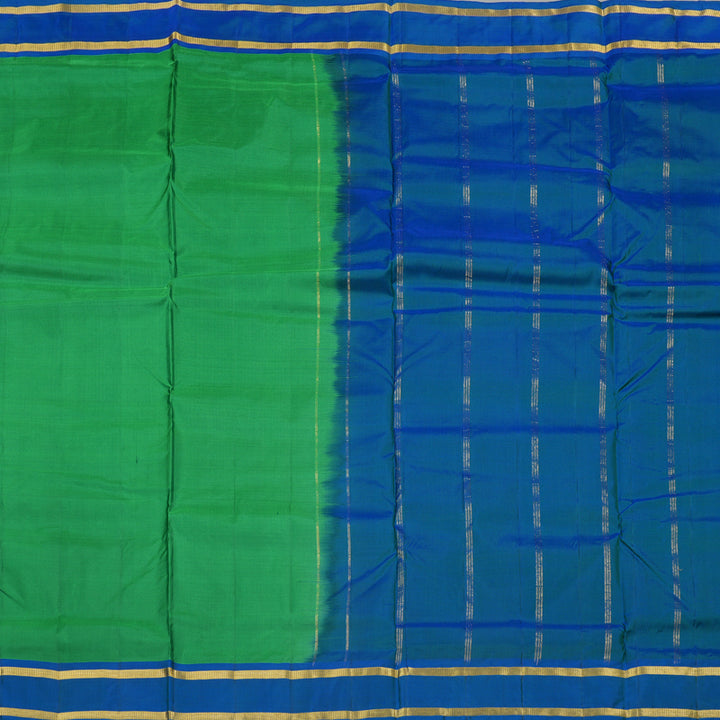Hayagrivas Handloom Kanjivaram Ten Yards Silk Saree in Lavish Green KBE167D1-16