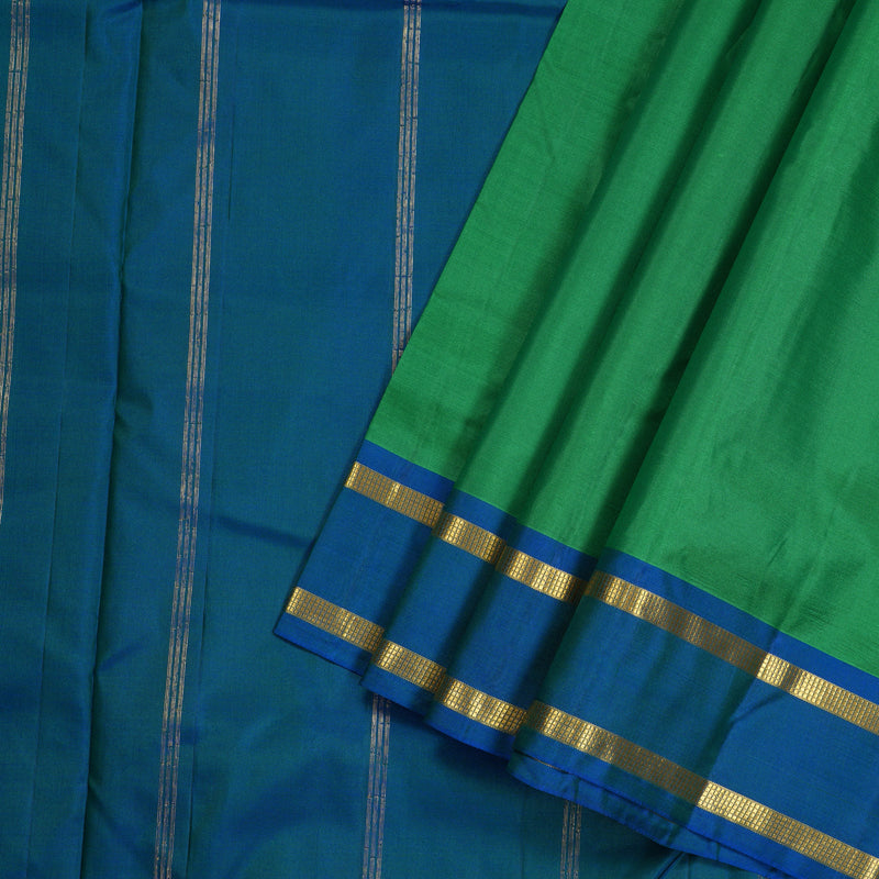 Hayagrivas Handloom Kanjivaram Ten Yards Silk Saree in Lavish Green KBE167D1-16