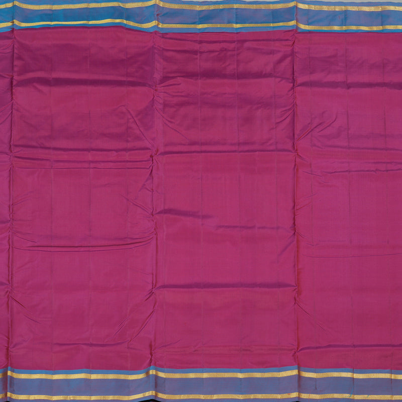Hayagrivas Purple Handloom Kanjivaram Ten Yards Silk Saree with Sky Blue Border KBE167D1-4