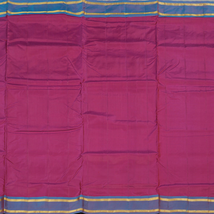 Hayagrivas Purple Handloom Kanjivaram Ten Yards Silk Saree with Sky Blue Border KBE167D1-4