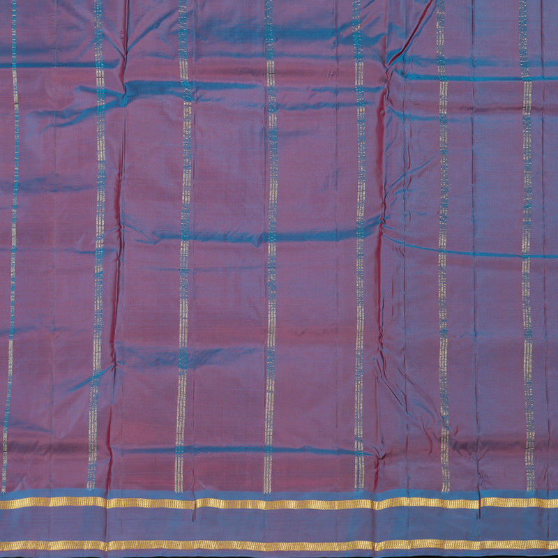 Hayagrivas Purple Handloom Kanjivaram Ten Yards Silk Saree with Sky Blue Border KBE167D1-4