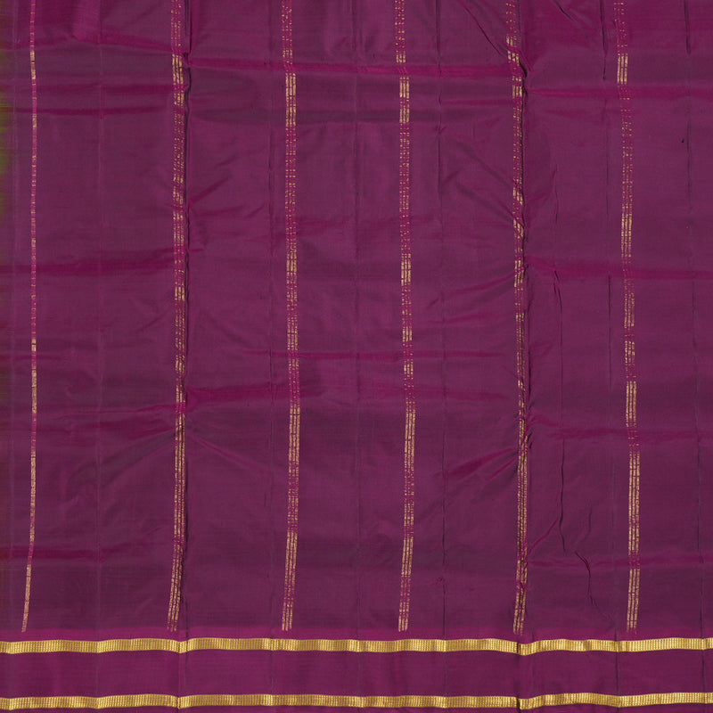 Hayagrivas Mehandi Green Handloom Kanjivaram Ten Yards Silk Saree with Purple Border KBE167D1-9