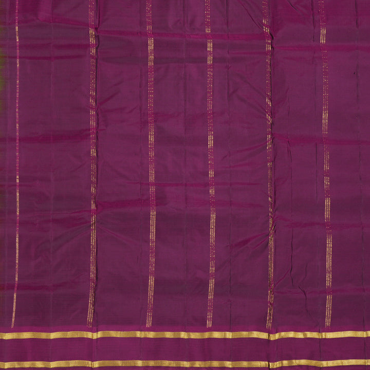 Hayagrivas Mehandi Green Handloom Kanjivaram Ten Yards Silk Saree with Purple Border KBE167D1-9