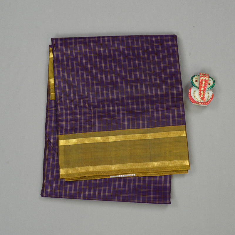Hayagrivas Handloom Kanjivaram Ten Yards Silk Saree in Deluxe Dark Blue KBE167D2-2