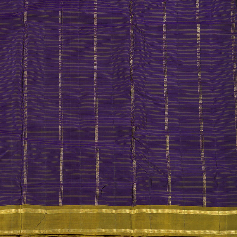Hayagrivas Handloom Kanjivaram Ten Yards Silk Saree in Deluxe Dark Blue KBE167D2-2