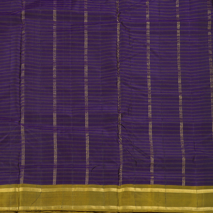 Hayagrivas Handloom Kanjivaram Ten Yards Silk Saree in Deluxe Dark Blue KBE167D2-2