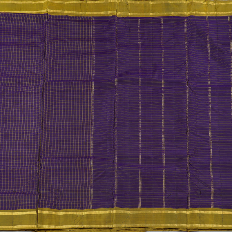Hayagrivas Handloom Kanjivaram Ten Yards Silk Saree in Deluxe Dark Blue KBE167D2-2