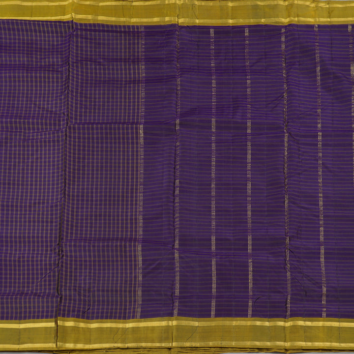 Hayagrivas Handloom Kanjivaram Ten Yards Silk Saree in Deluxe Dark Blue KBE167D2-2