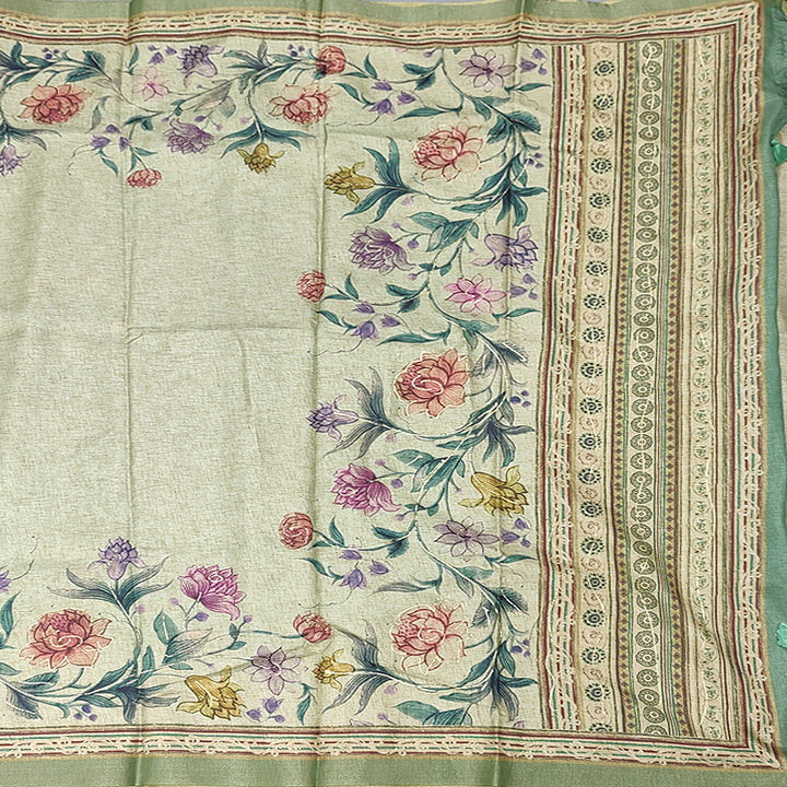 Hayagrivas Mild Pastel Green Fancy Cotton Saree KBE1687K1-17