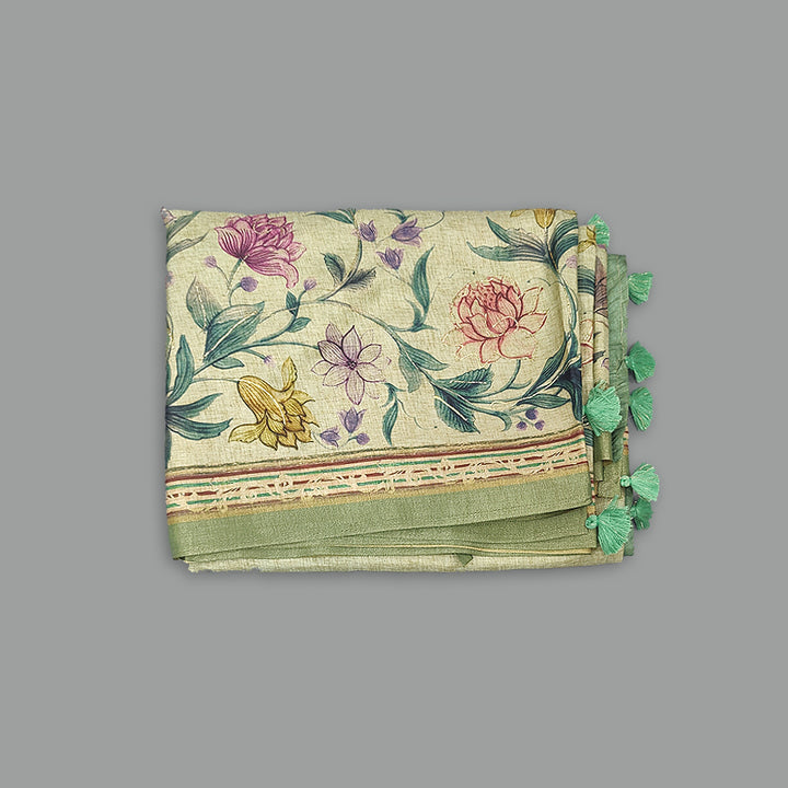 Hayagrivas Mild Pastel Green Fancy Cotton Saree KBE1687K1-17