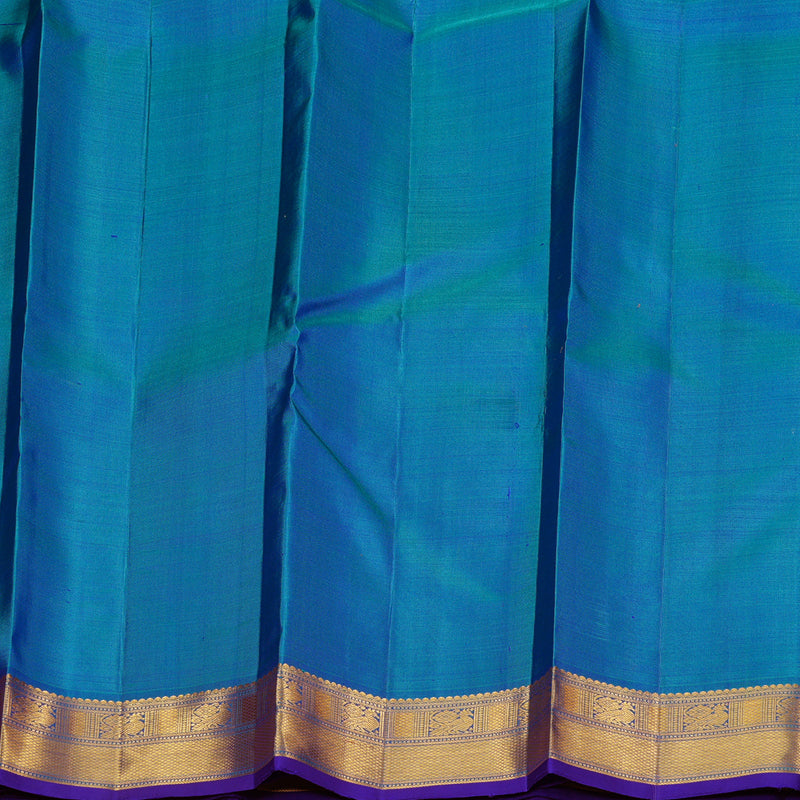 Hayagrivas Blue Handloom Kanjivaram Silk Saree with Peacock Blue Border KBE168D1-1