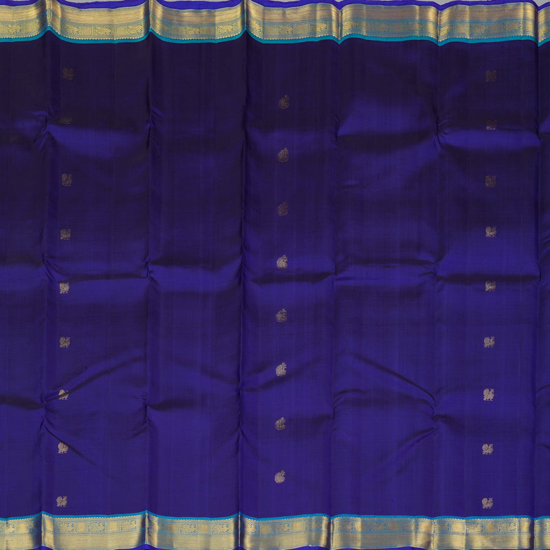 Hayagrivas Blue Handloom Kanjivaram Silk Saree with Peacock Blue Border KBE168D1-1