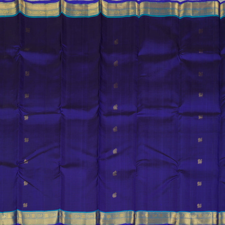 Hayagrivas Blue Handloom Kanjivaram Silk Saree with Peacock Blue Border KBE168D1-1