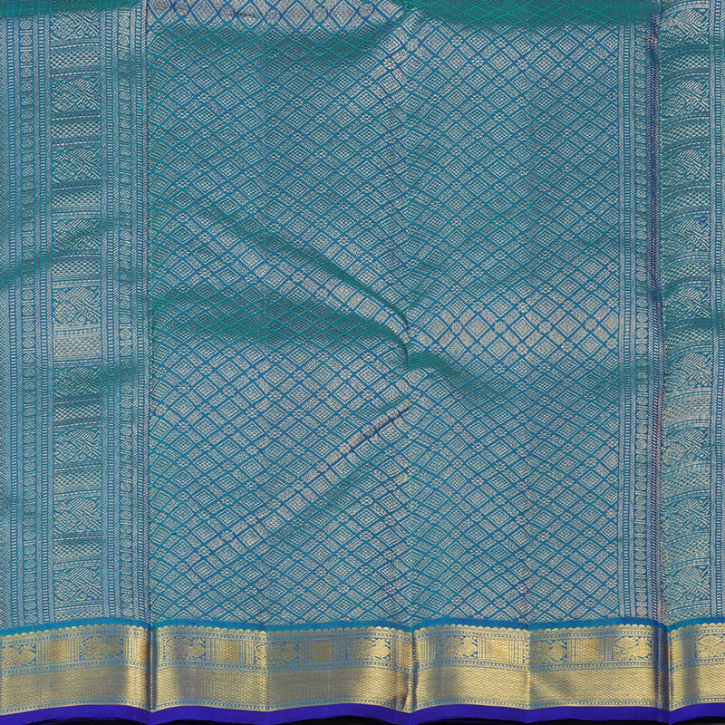 Hayagrivas Blue Handloom Kanjivaram Silk Saree with Peacock Blue Border KBE168D1-1