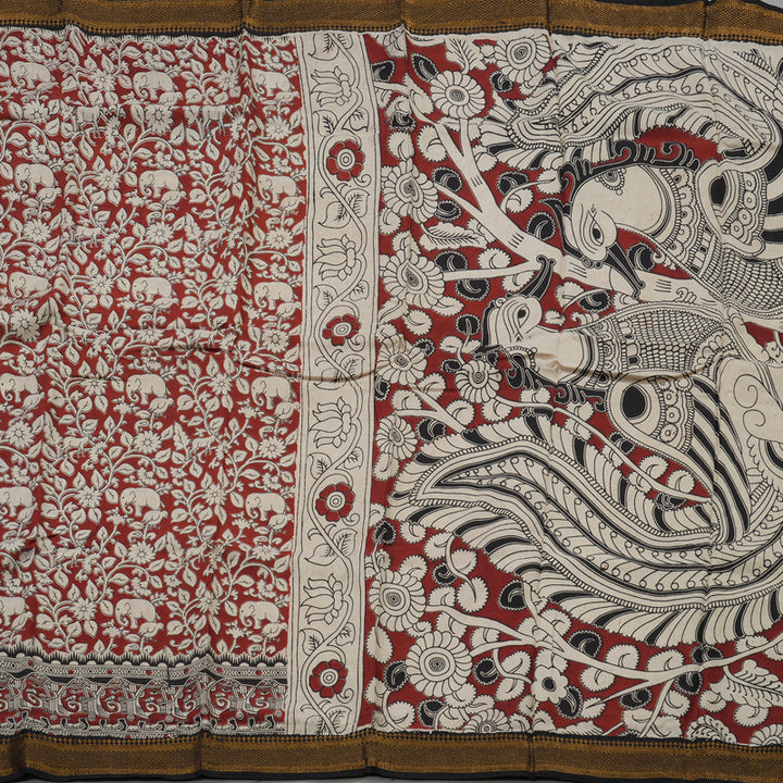 Hayagrivas Maroon Kalamkari Cotton Saree KBE1690K3-15