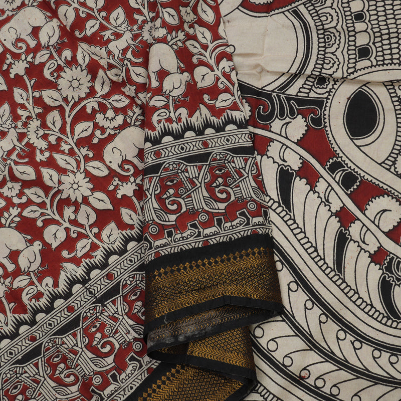 Hayagrivas Maroon Kalamkari Cotton Saree KBE1690K3-15