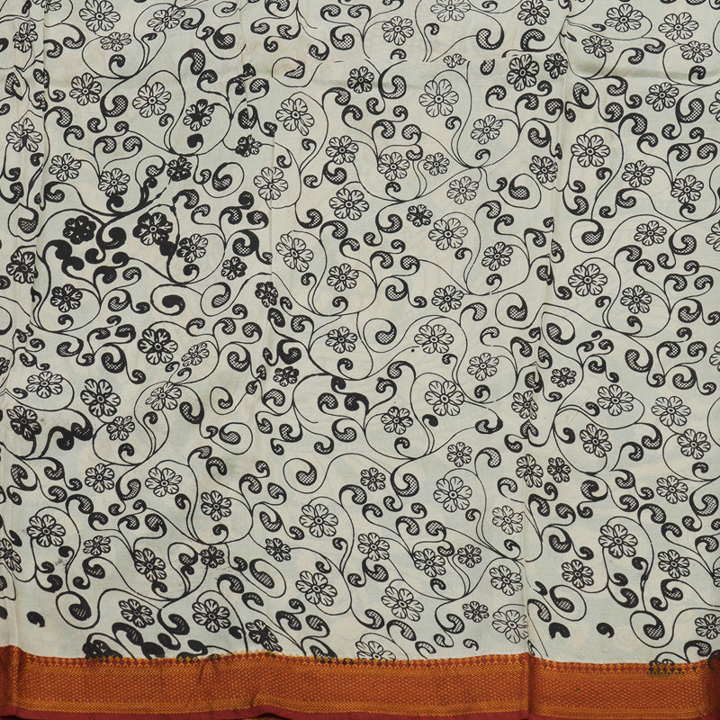 Hayagrivas Beige & Green Kalamkari Cotton Saree KBE1690K3-25