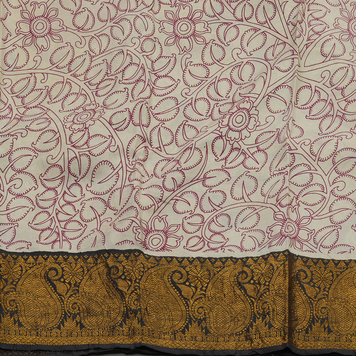 Hayagrivas Beige Kalamkari Cotton Saree KBE1690K4-1