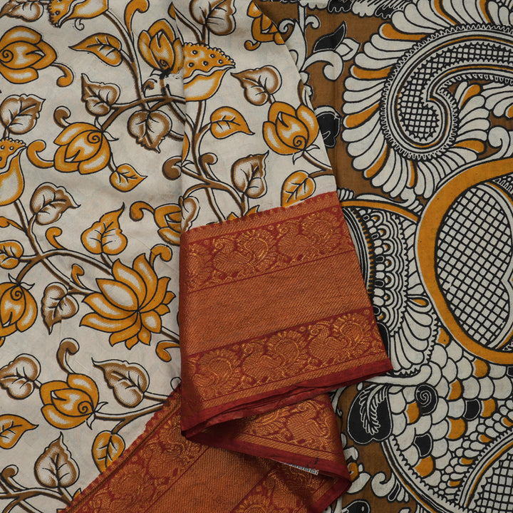 Hayagrivas Beige Kalamkari Cotton Saree KBE1690K4-2