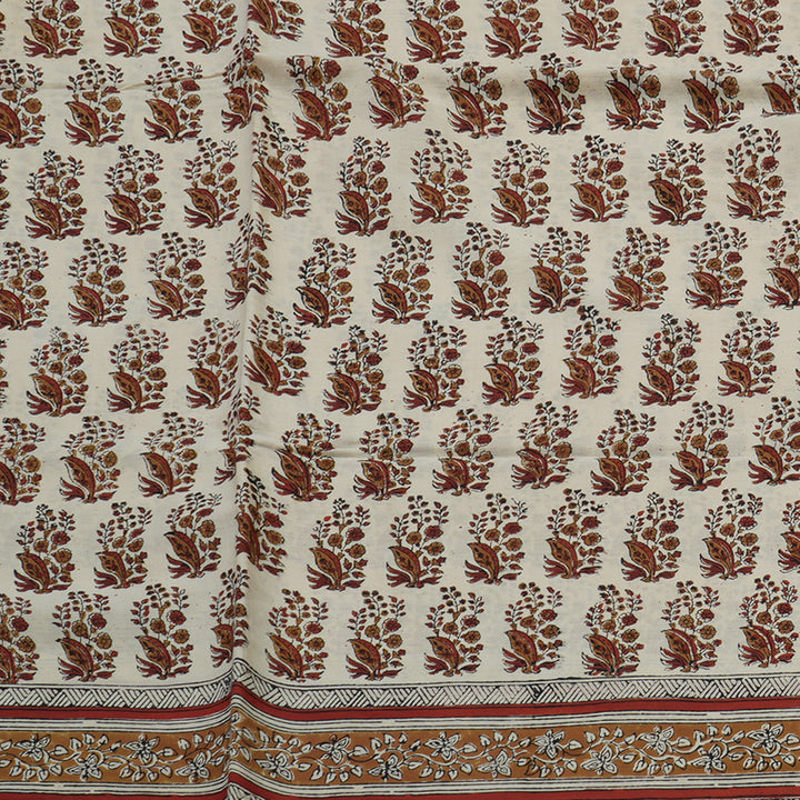 Hayagrivas Beige Pure Cotton Saree with Jaipur Prints KBE1690K6-5