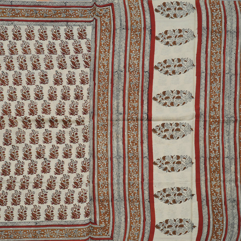 Hayagrivas Beige Pure Cotton Saree with Jaipur Prints KBE1690K6-5